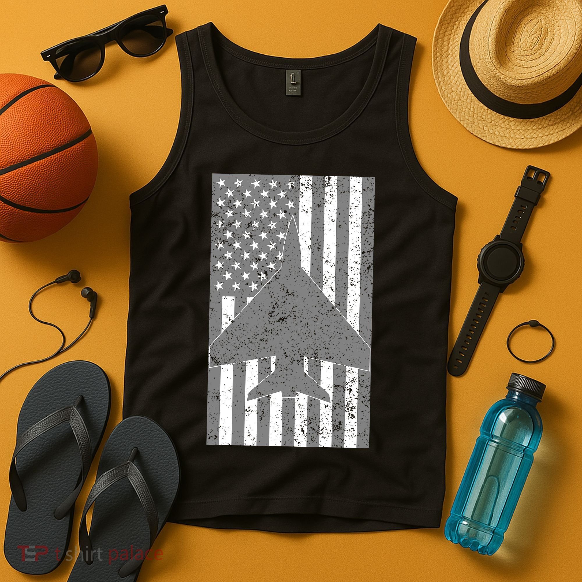 American Flag Airplane Pilot Tank Top