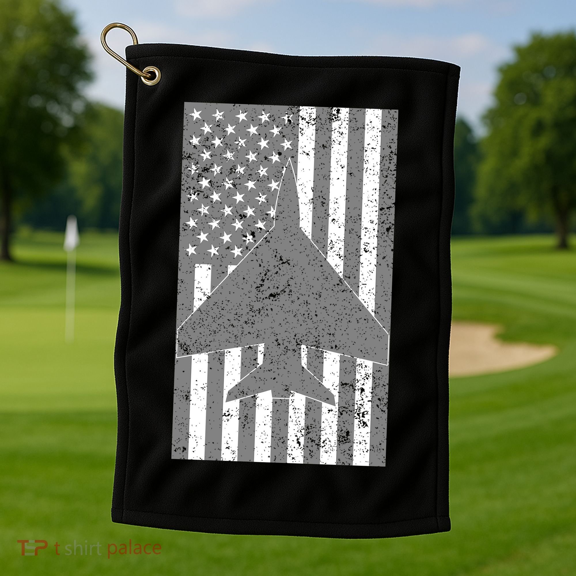 American Flag Airplane Pilot Golf Towel