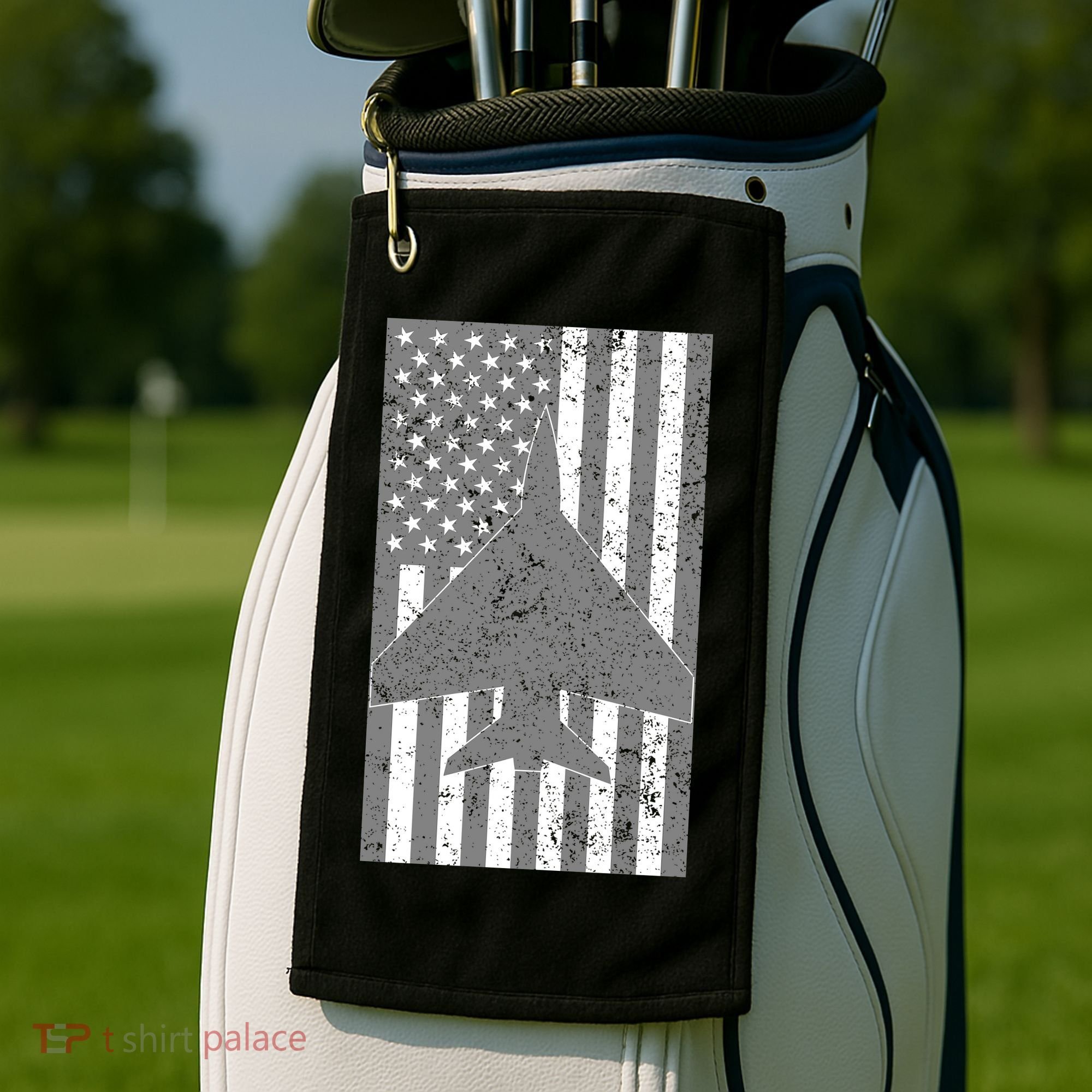 American Flag Airplane Pilot Golf Towel