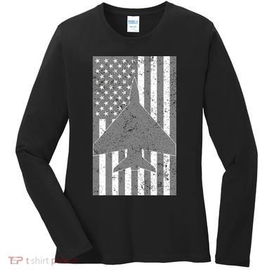 American Flag Airplane Pilot Women's Long Sleeve Shirt