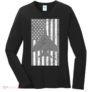 American Flag Airplane Pilot Women's Long Sleeve Shirt