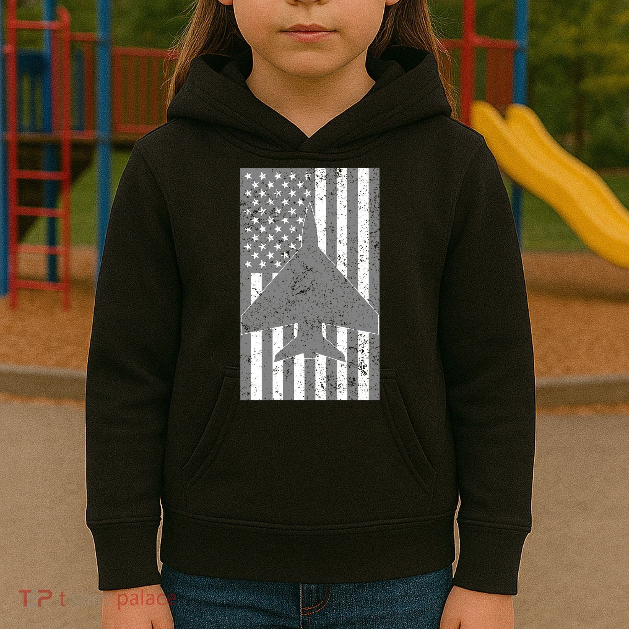 American Flag Airplane Pilot Kids Hoodie