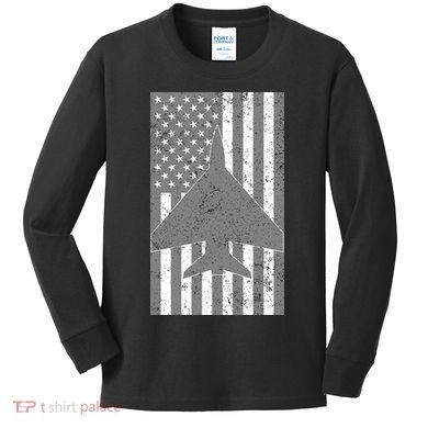 American Flag Airplane Pilot Kids Long Sleeve Shirt