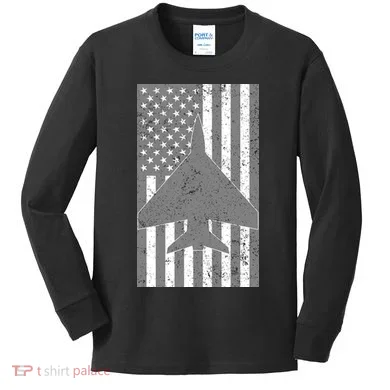 American Flag Airplane Pilot Kids Long Sleeve Shirt