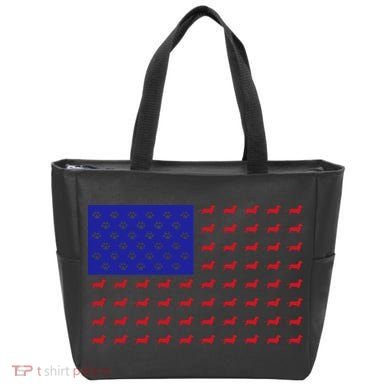 American Flag Dachshund Dog Tote Bag