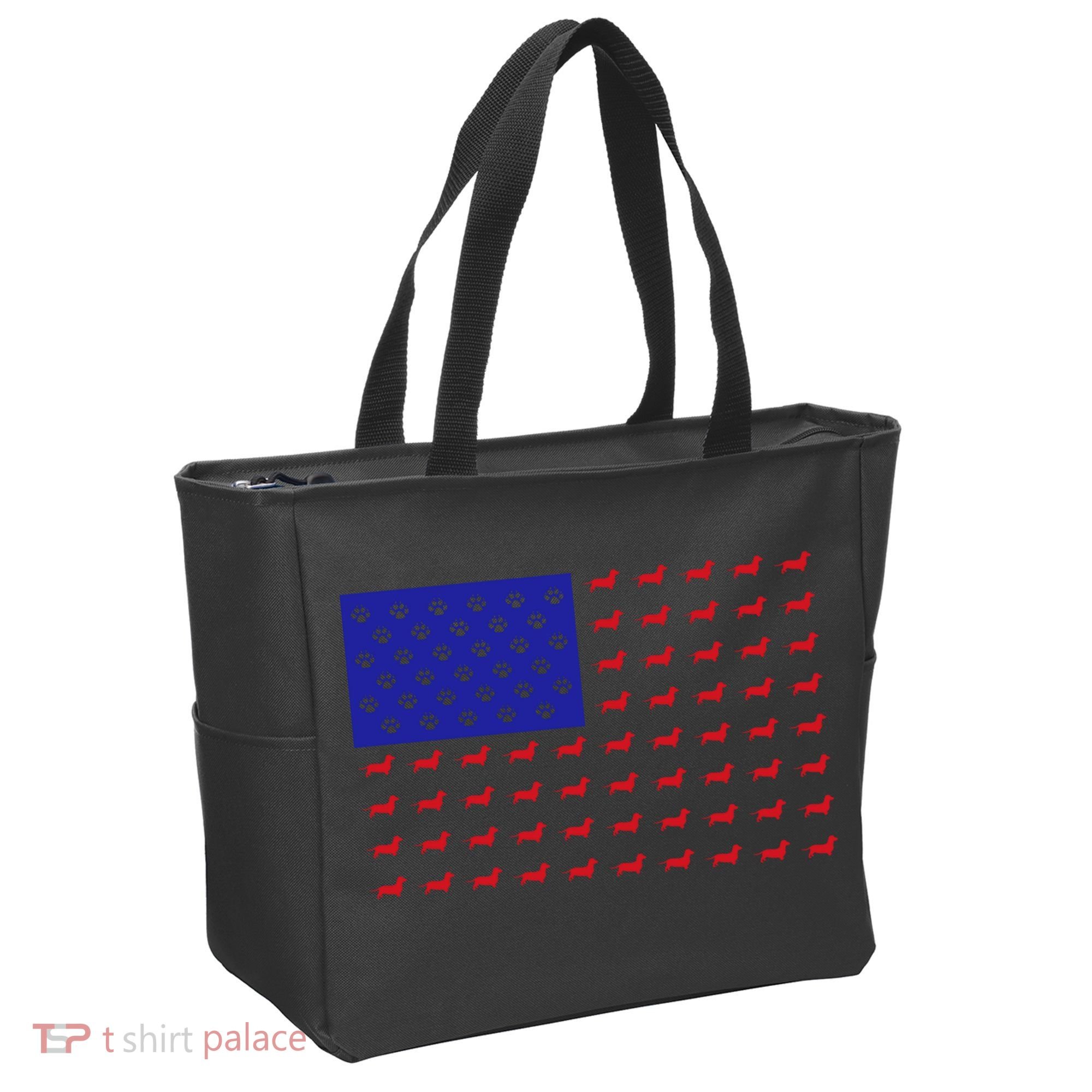 American Flag Dachshund Dog Tote Bag