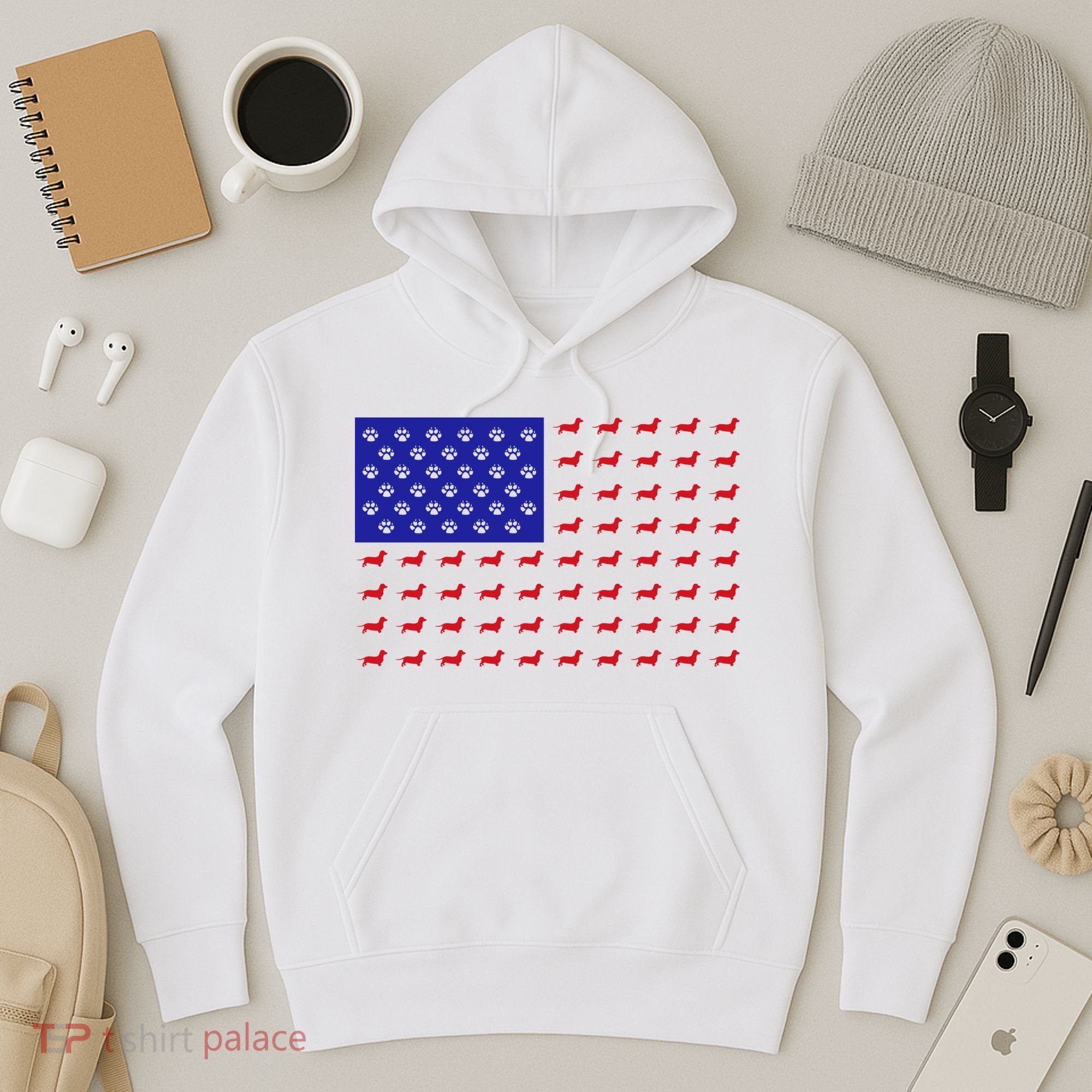 American Flag Dachshund Dog Hoodie