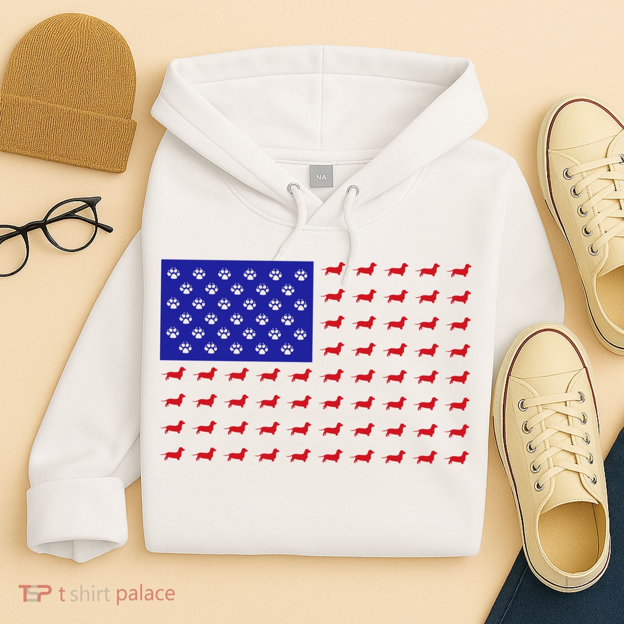 American Flag Dachshund Dog Hoodie