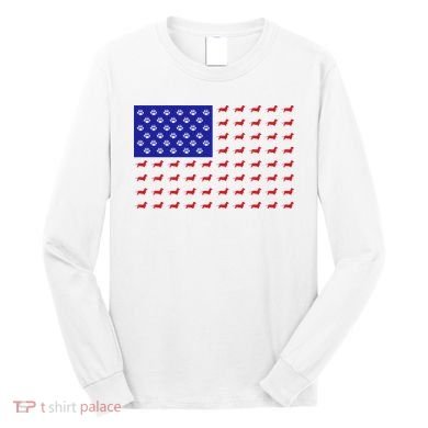 American Flag Dachshund Dog Long Sleeve Shirt