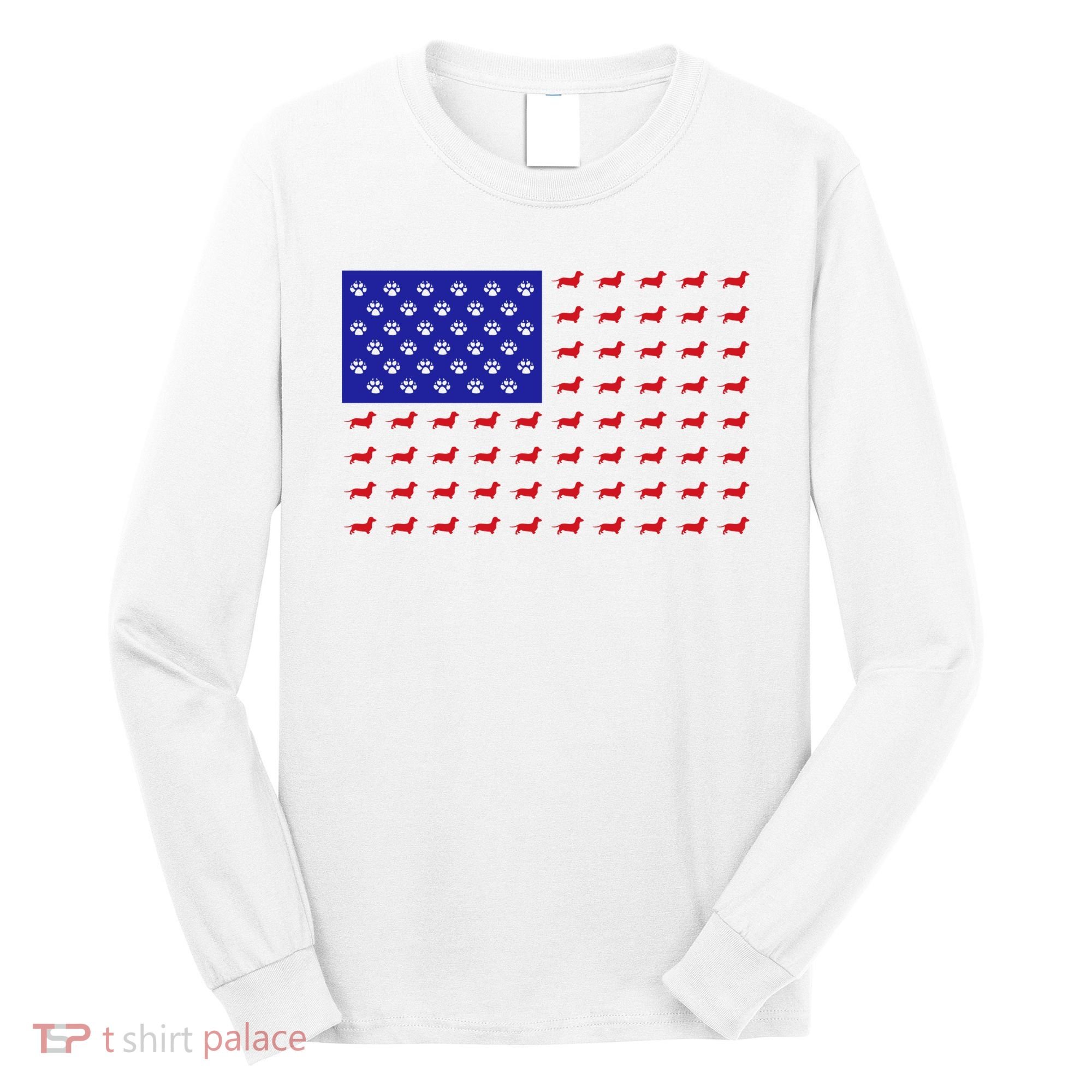 American Flag Dachshund Dog Long Sleeve Shirt