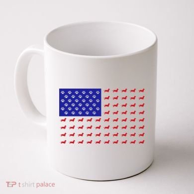 American Flag Dachshund Dog Coffee Mug