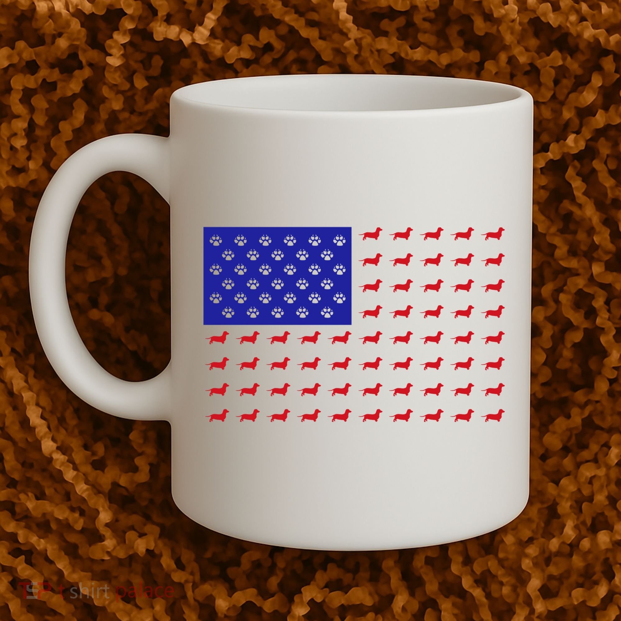 American Flag Dachshund Dog Coffee Mug