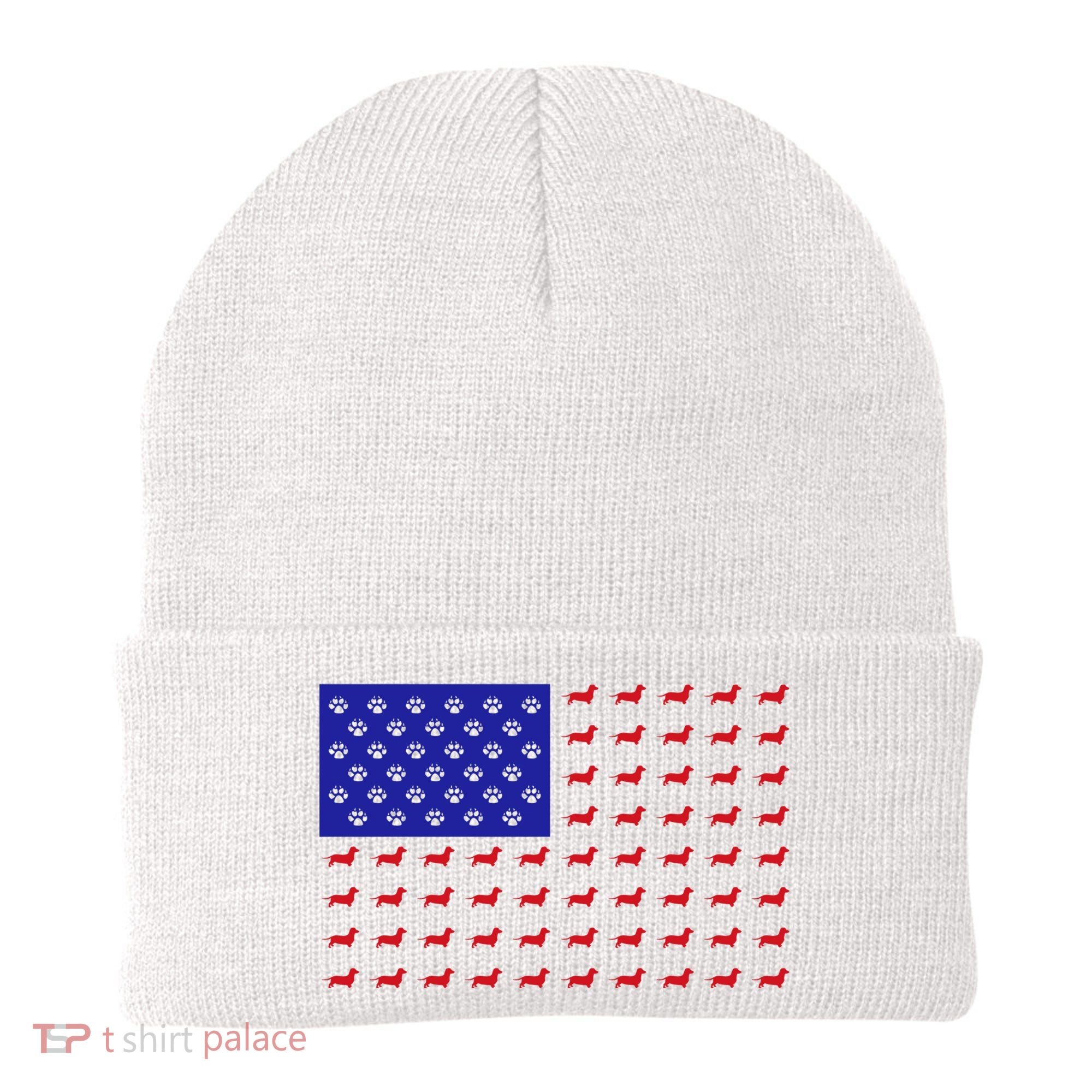 American Flag Dachshund Dog Beanie