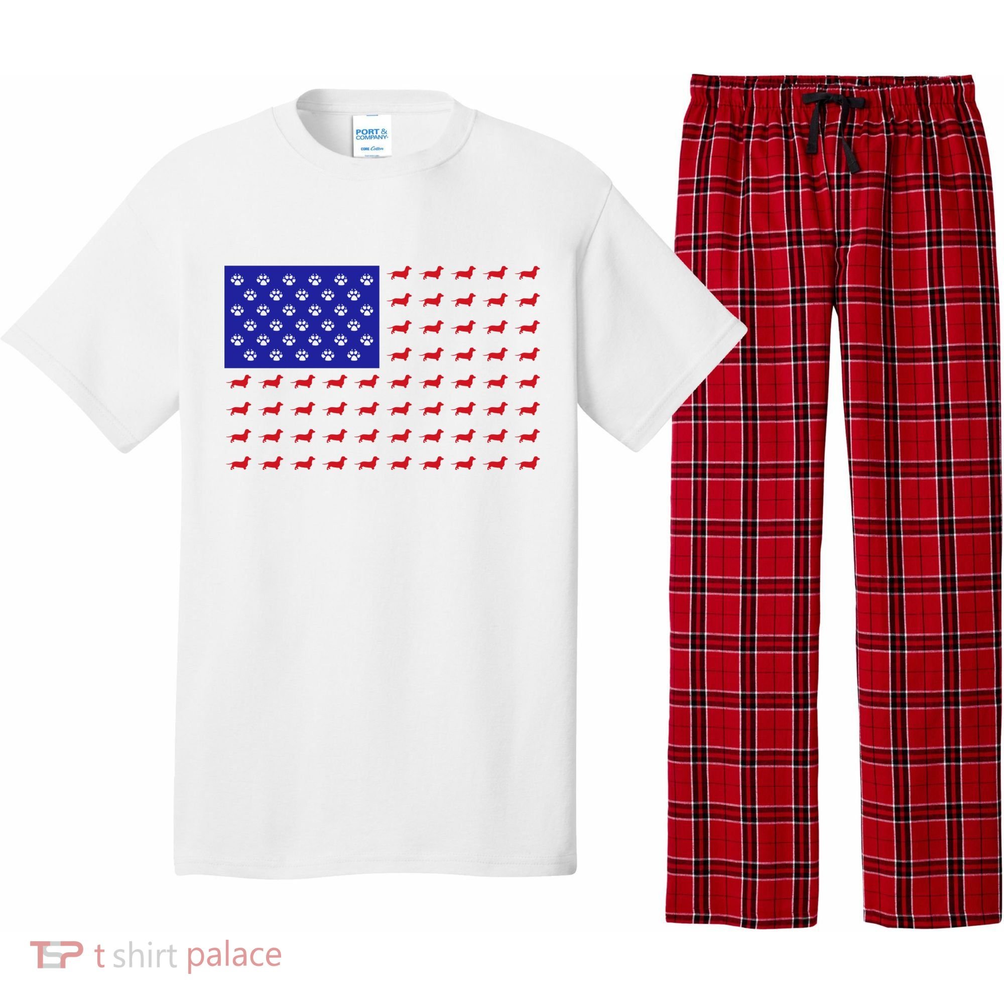 American Flag Dachshund Dog Pajama Set