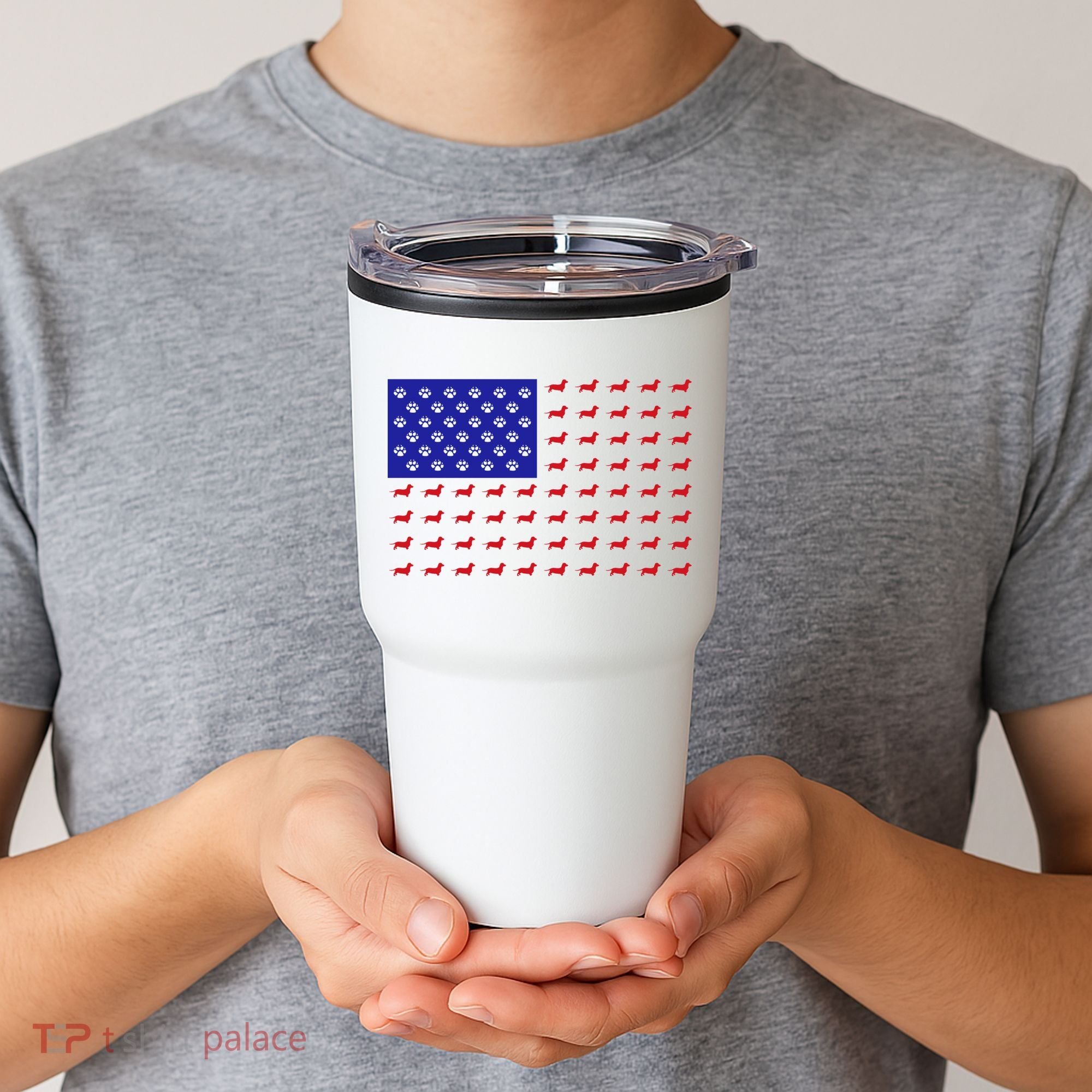 American Flag Dachshund Dog Tumbler