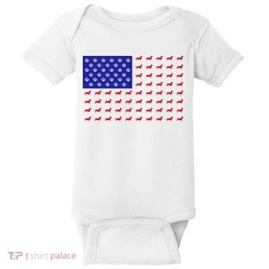American Flag Dachshund Dog Baby Bodysuit