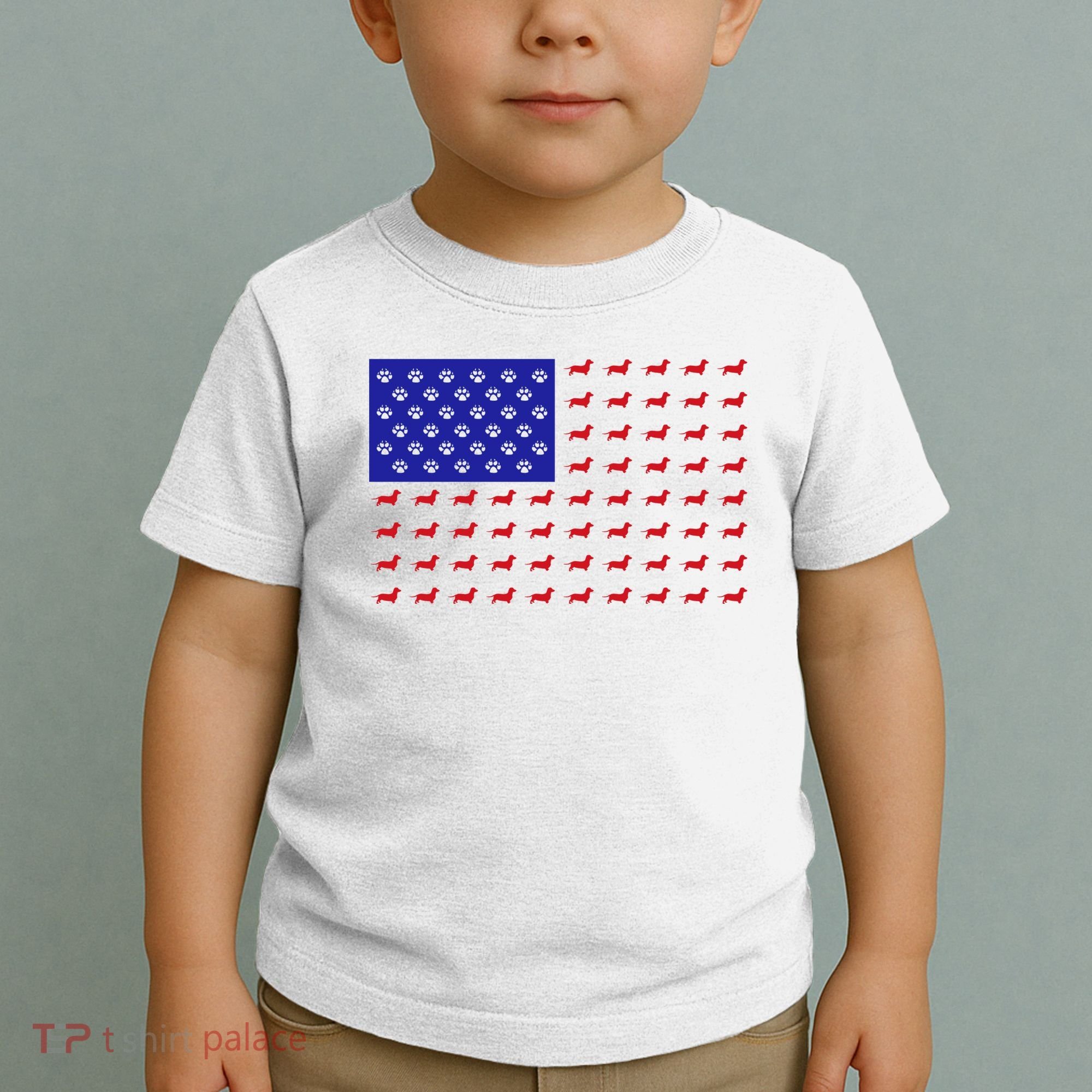 American Flag Dachshund Dog Toddler T-Shirt