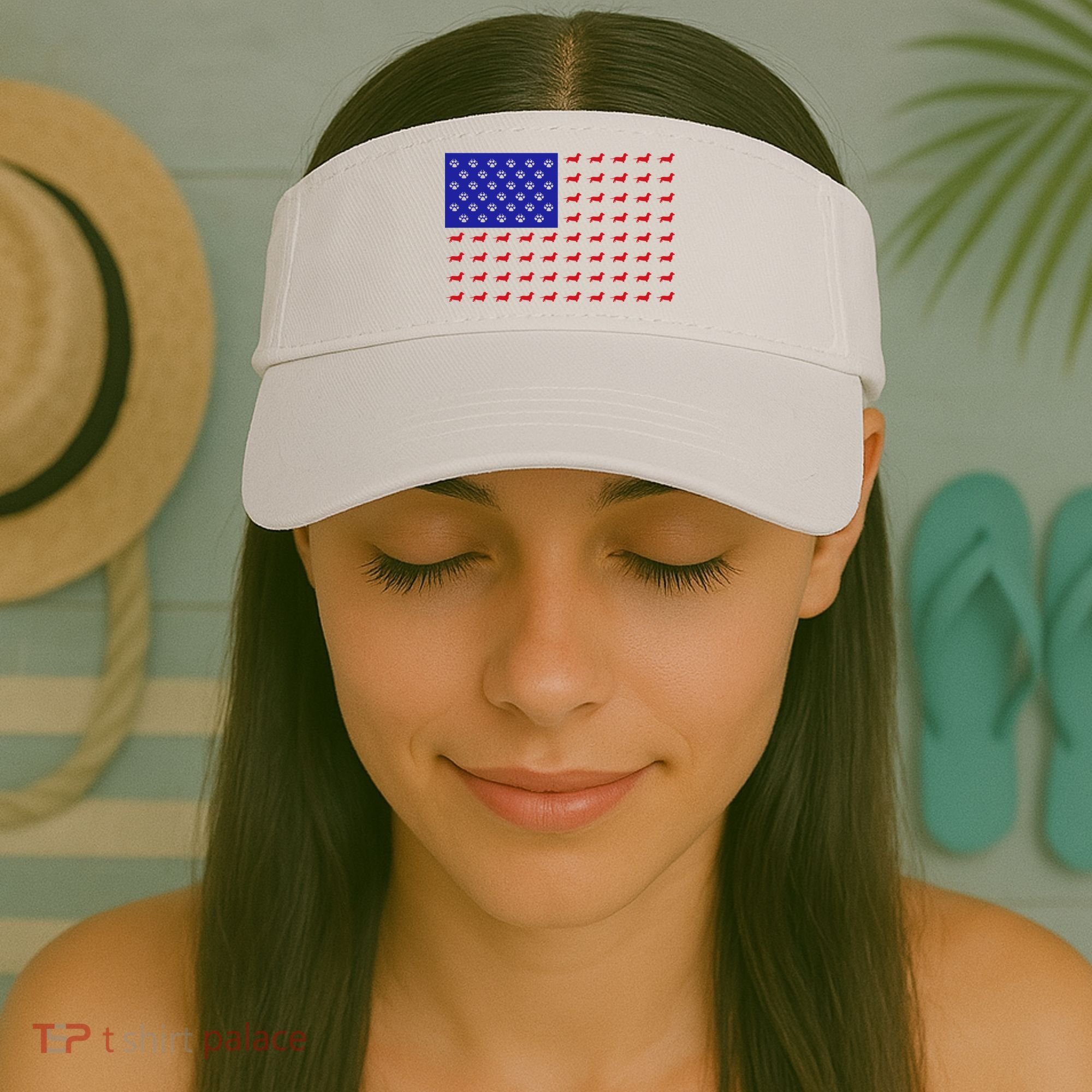 American Flag Dachshund Dog Visor