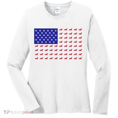 American Flag Dachshund Dog Women's Long Sleeve Shirt