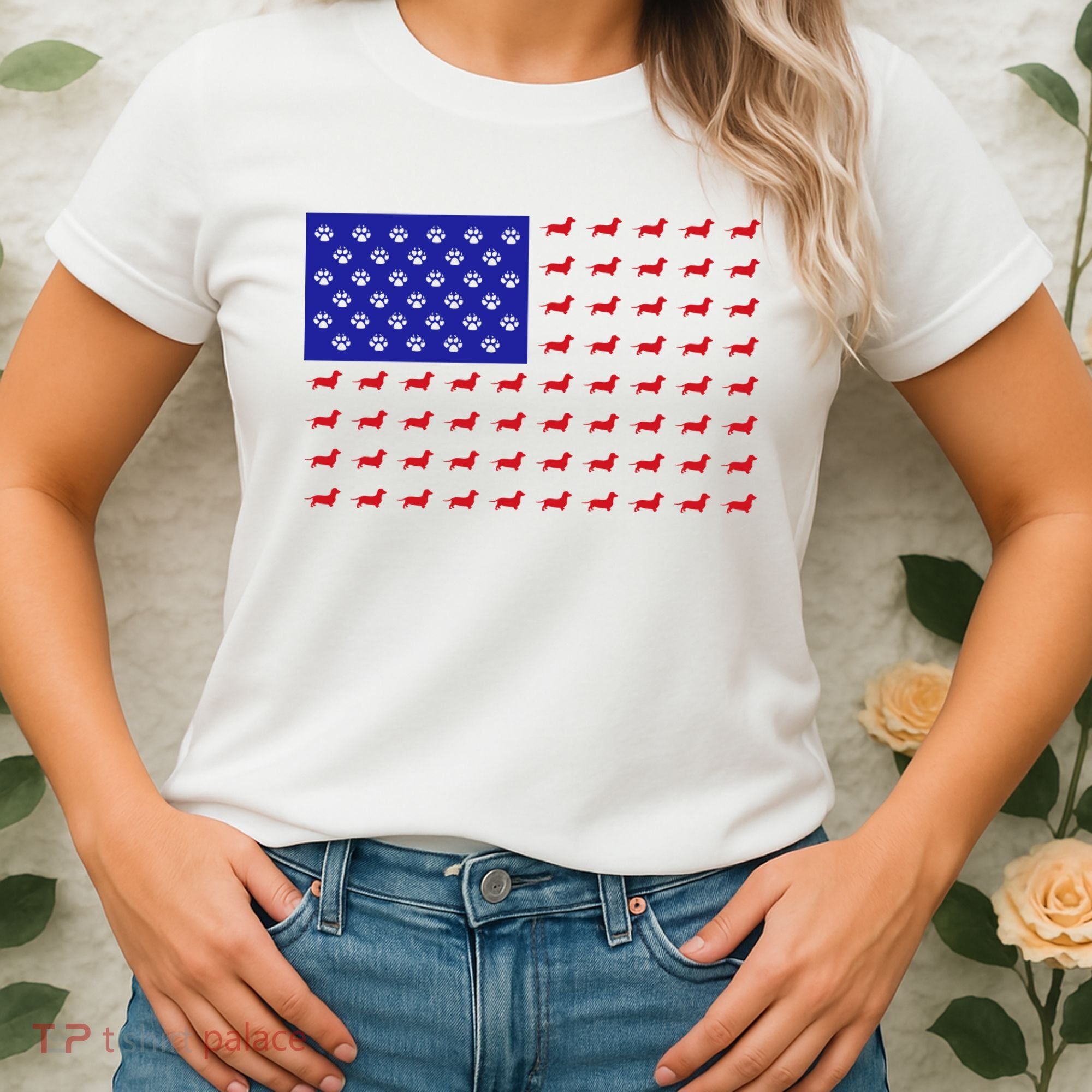American Flag Dachshund Dog Women's T-Shirt