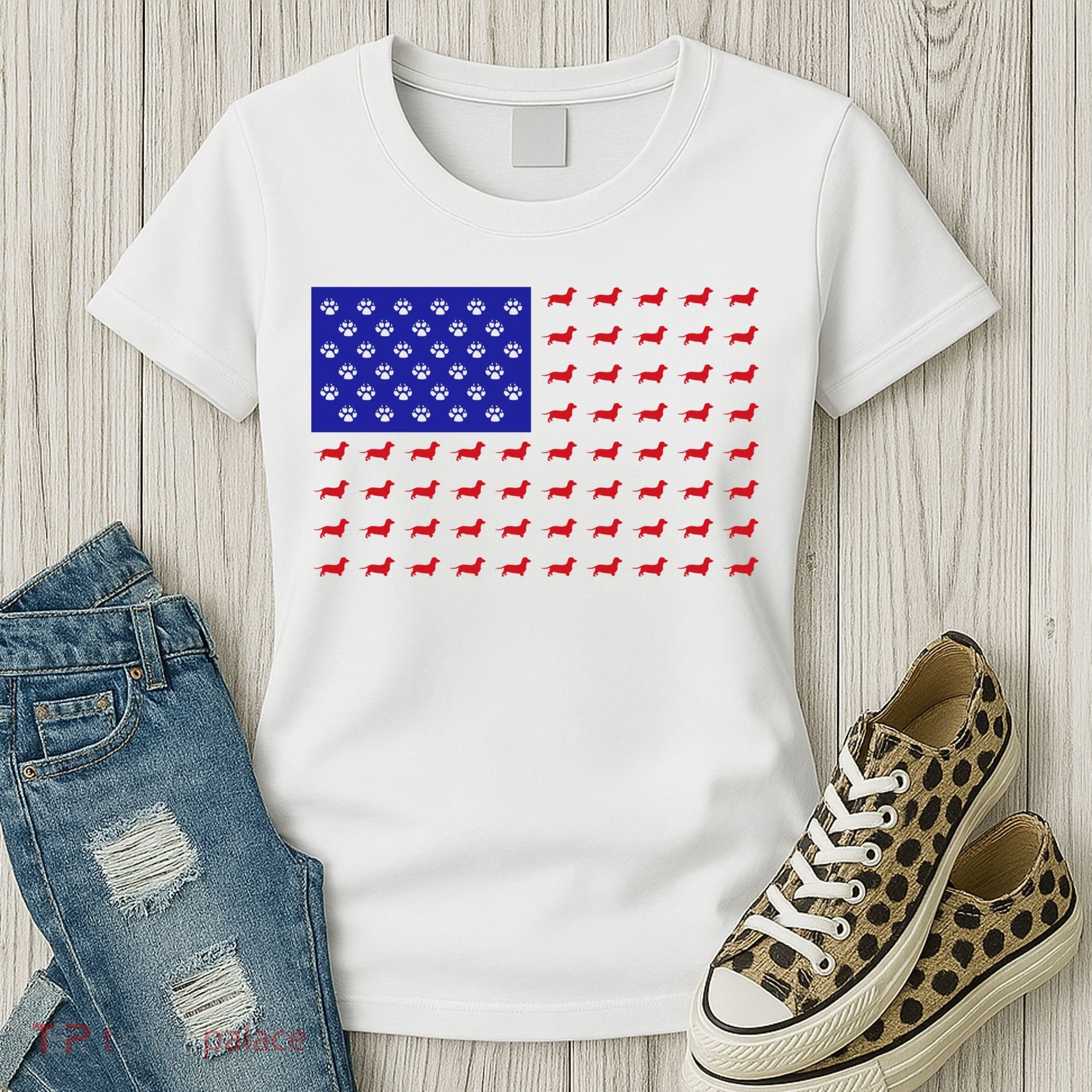 American Flag Dachshund Dog Women's T-Shirt