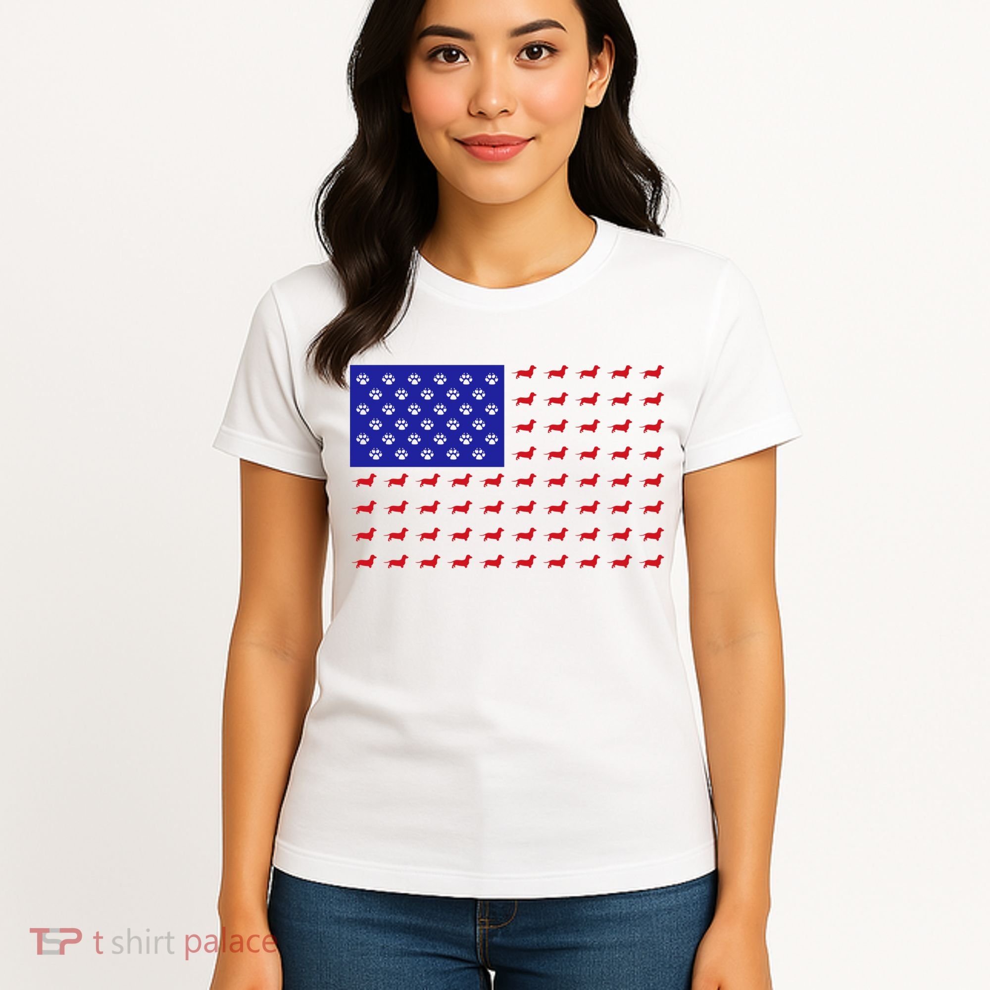American Flag Dachshund Dog Women's T-Shirt