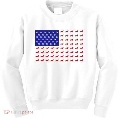 American Flag Dachshund Dog Kids Sweatshirt