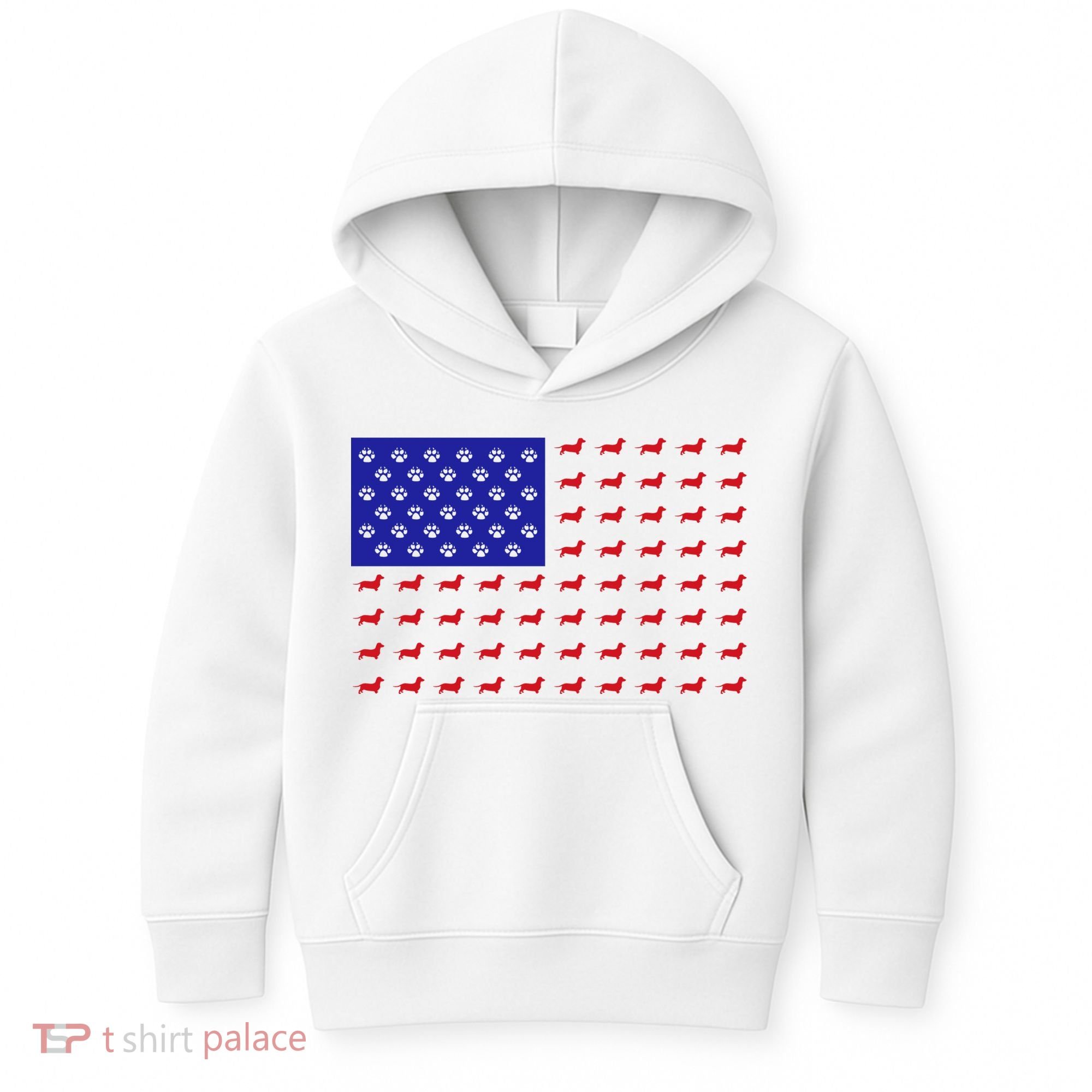 American Flag Dachshund Dog Kids Hoodie