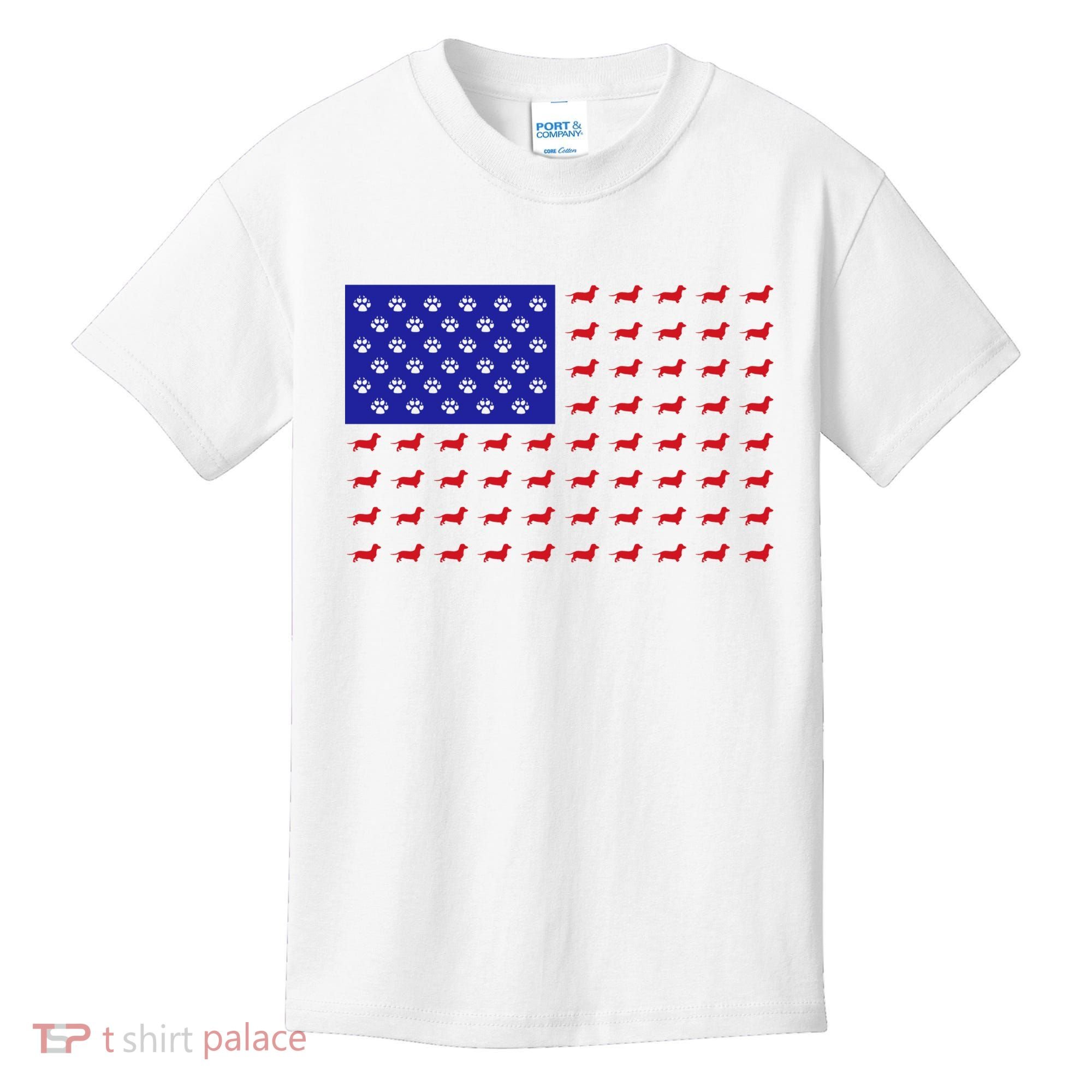 American Flag Dachshund Dog Kids T-Shirt