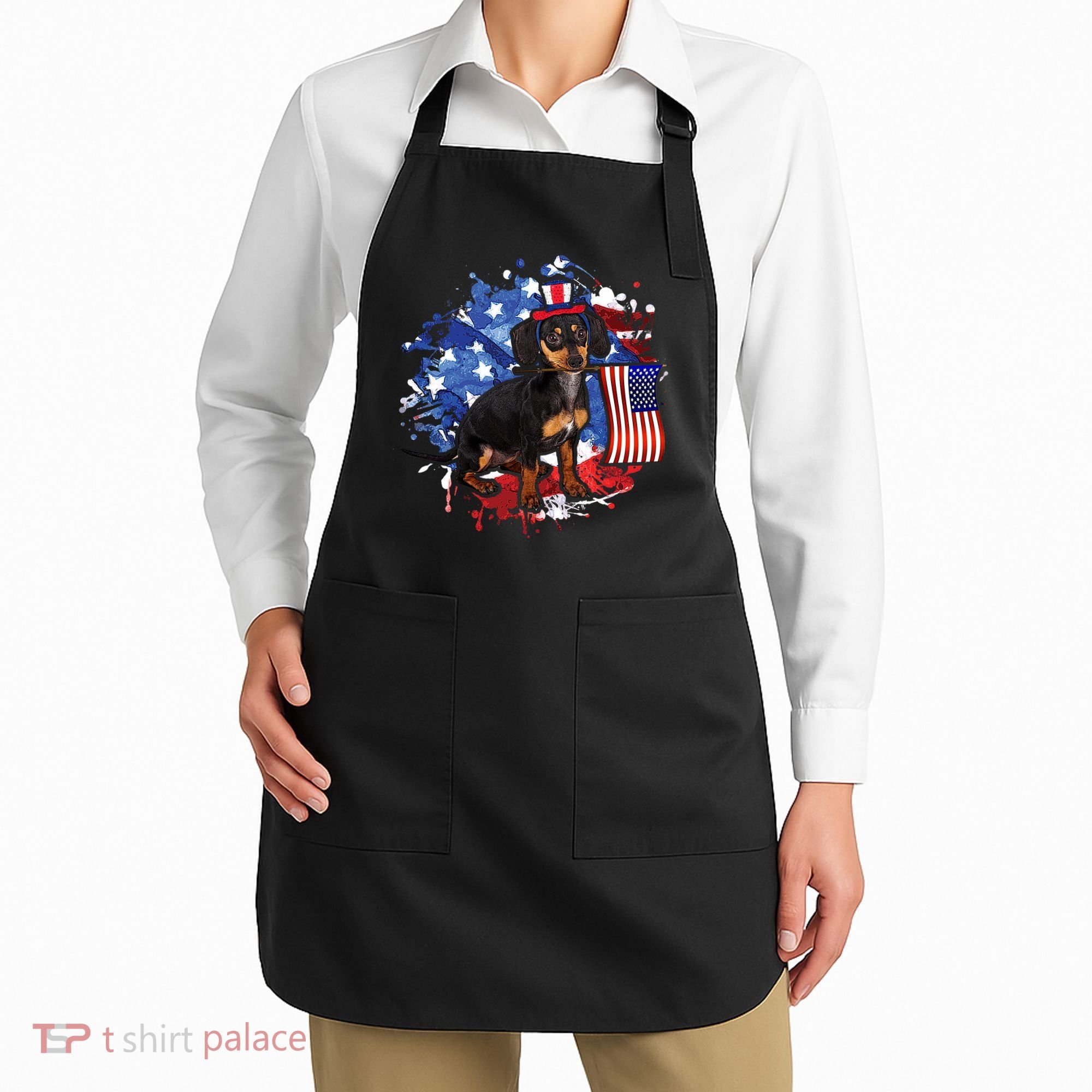 American Flag Dachshund Dog Cool Apron