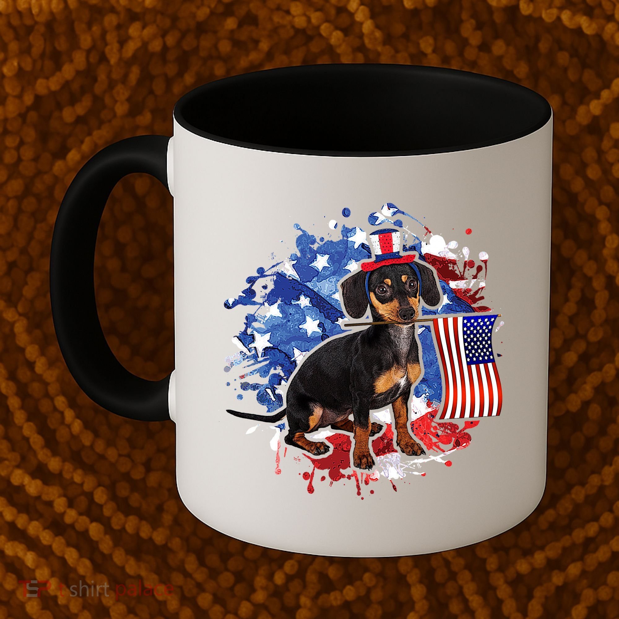 American Flag Dachshund Dog Cool Coffee Mug