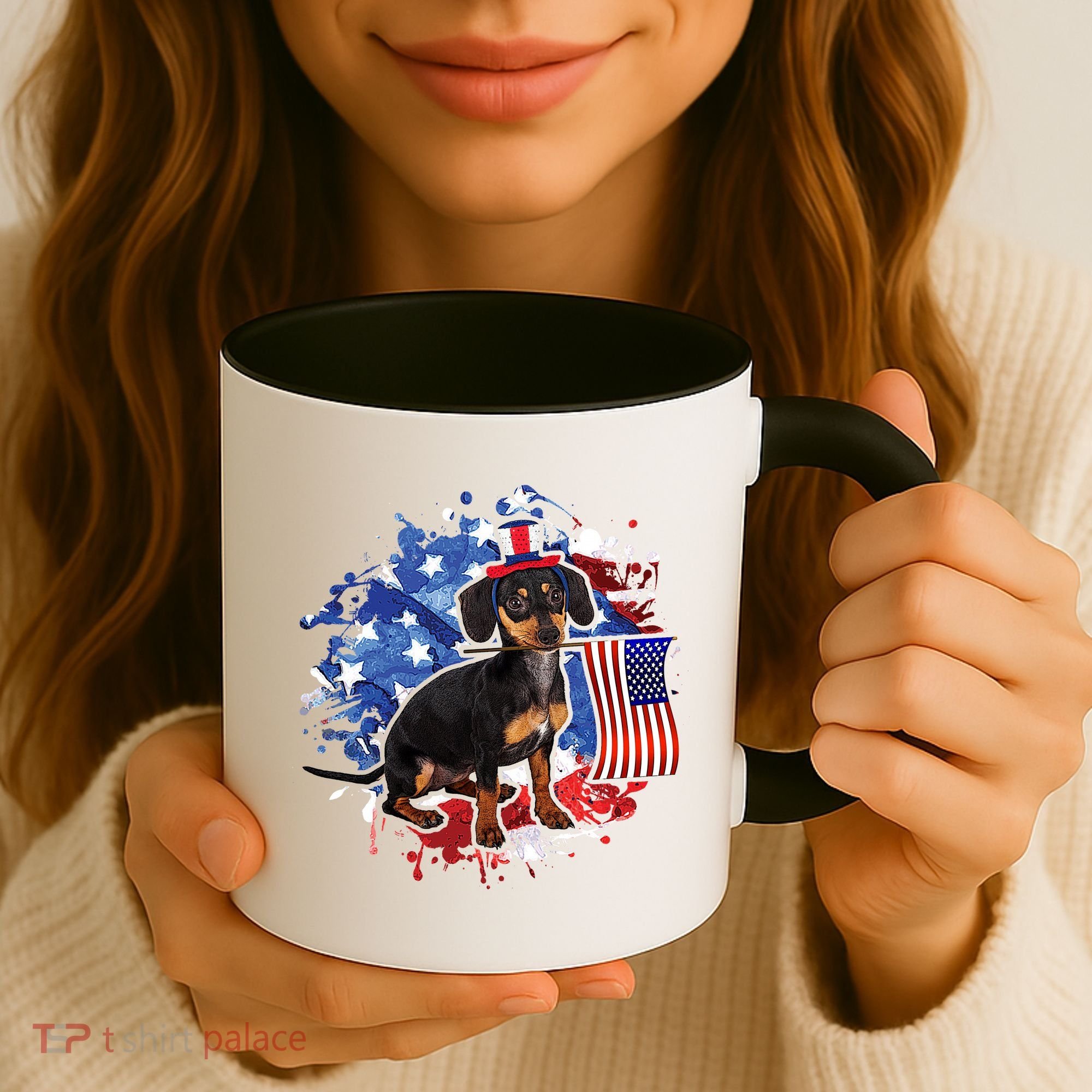 American Flag Dachshund Dog Cool Coffee Mug