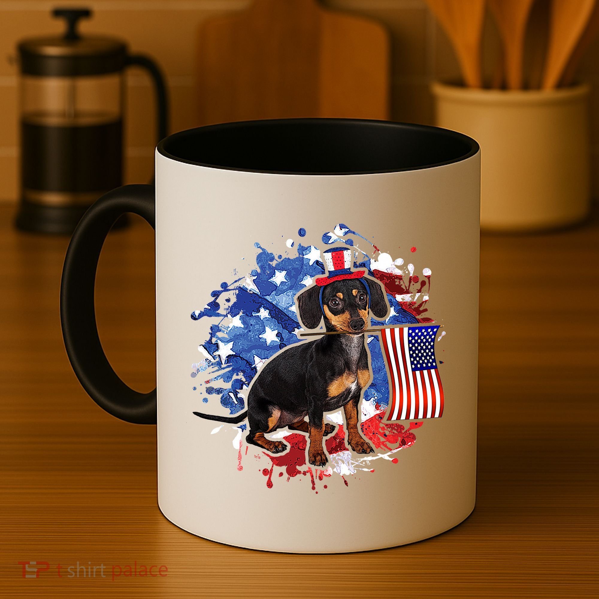 American Flag Dachshund Dog Cool Coffee Mug