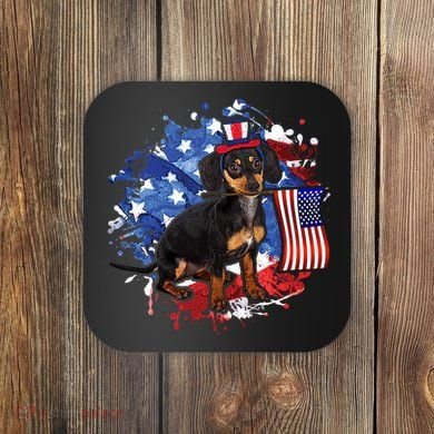 American Flag Dachshund Dog Cool Coaster
