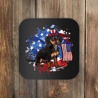 American Flag Dachshund Dog Cool Coaster thumb 0