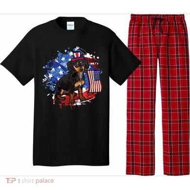 American Flag Dachshund Dog Cool Pajama Set