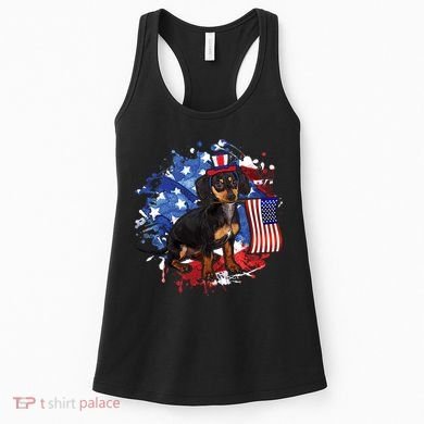 American Flag Dachshund Dog Cool Women's Tank Top