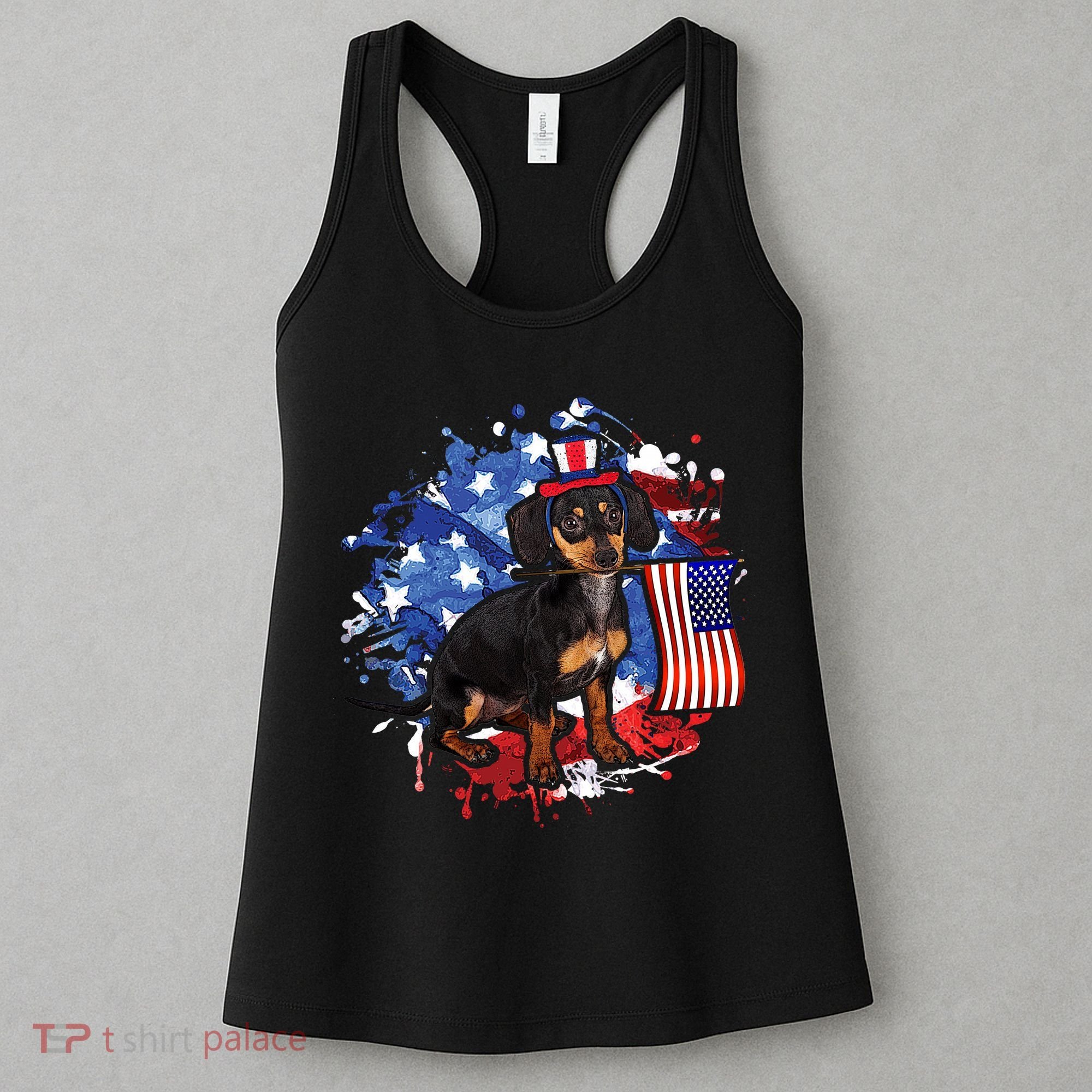 American Flag Dachshund Dog Cool Women's Tank Top