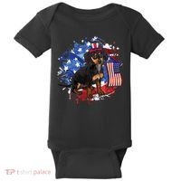 American Flag Dachshund Dog Cool Baby Bodysuit thumb 0