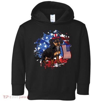American Flag Dachshund Dog Cool Toddler Hoodie