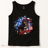 American Flag Dachshund Dog Cool Tank Top thumb 2
