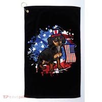 American Flag Dachshund Dog Cool Golf Towel thumb 0