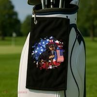 American Flag Dachshund Dog Cool Golf Towel thumb 2