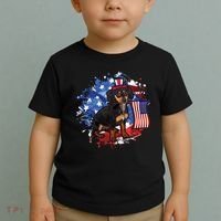 American Flag Dachshund Dog Cool Toddler T-Shirt thumb 2