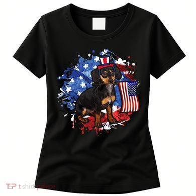 American Flag Dachshund Dog Cool Women's T-Shirt