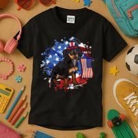 American Flag Dachshund Dog Cool Kids T-Shirt thumb 3