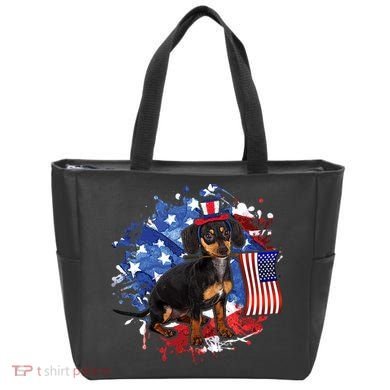 American Flag Dachshund Dog Cool Tote Bag