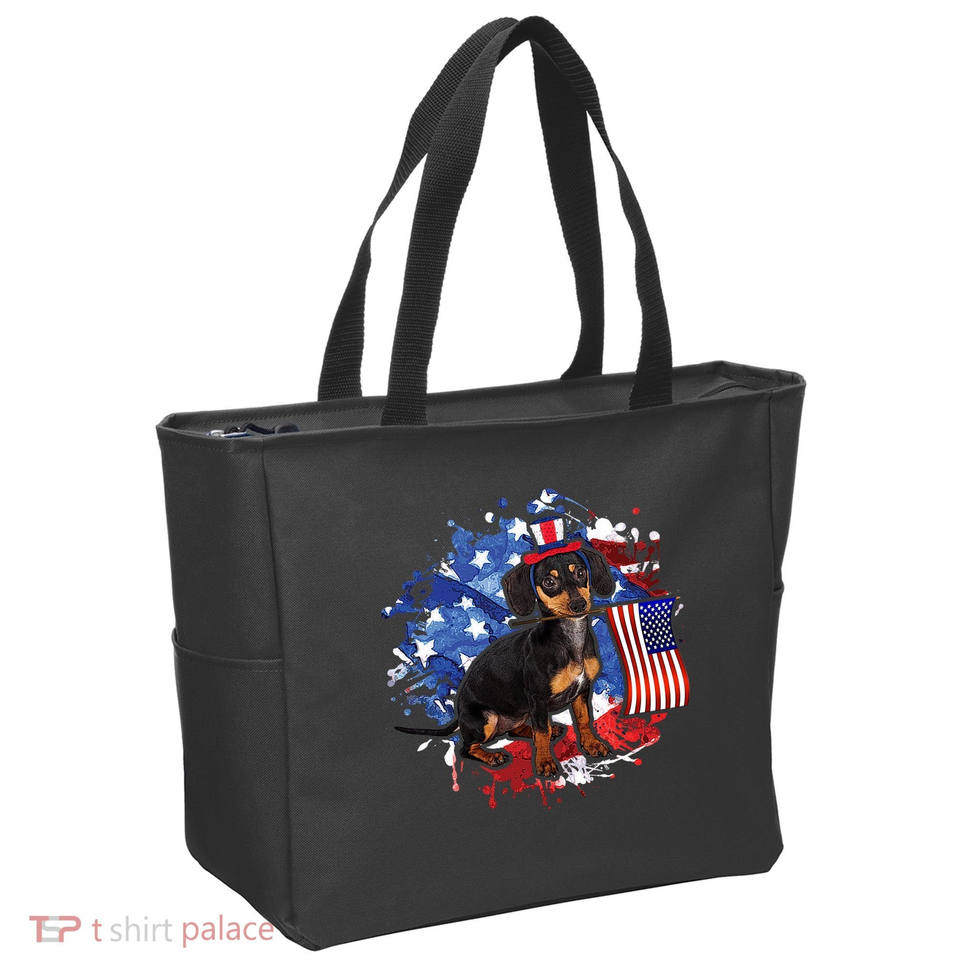 American Flag Dachshund Dog Cool Tote Bag