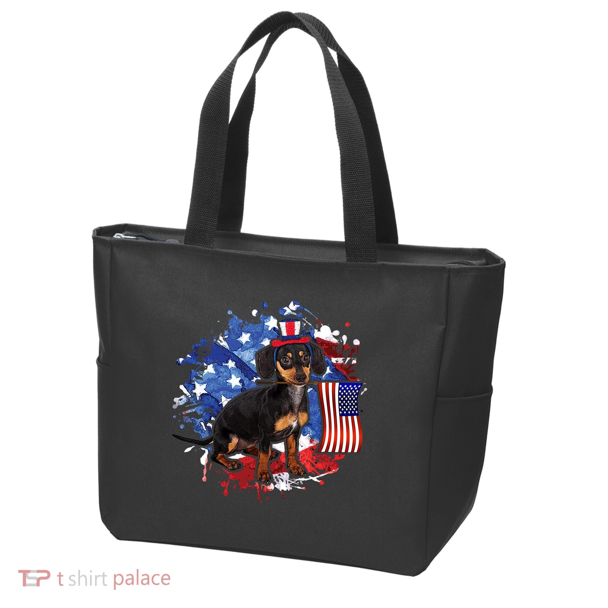 American Flag Dachshund Dog Cool Tote Bag
