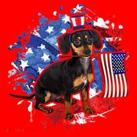 American Flag Dachshund Dog Cool Santa Hat thumb 1